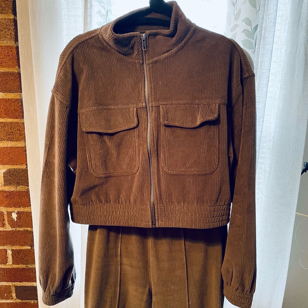 Green Corduroy Jacket and Pants Ensemble